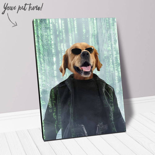 Neo Barksist - The Matrix Inspired Custom Pet Portrait Canvas