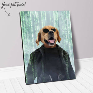 Neo Barksist - The Matrix Inspired Custom Pet Portrait Canvas