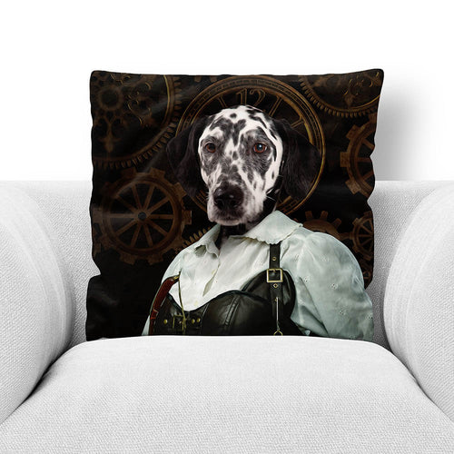 The Timekeeper - Steampunk, Victorian Era Inspired Custom Pet Photo Throw Pillow