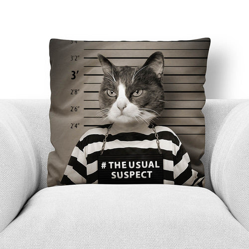 THE USUAL SUSPECT - CUSTOM PET PORTRAIT THROW PILLOW