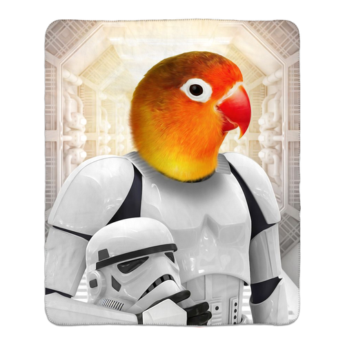 Storm Blooper - Storm Trooper & Star Wars Inspired Custom Pet Portrait Fleece Sherpa Blanket